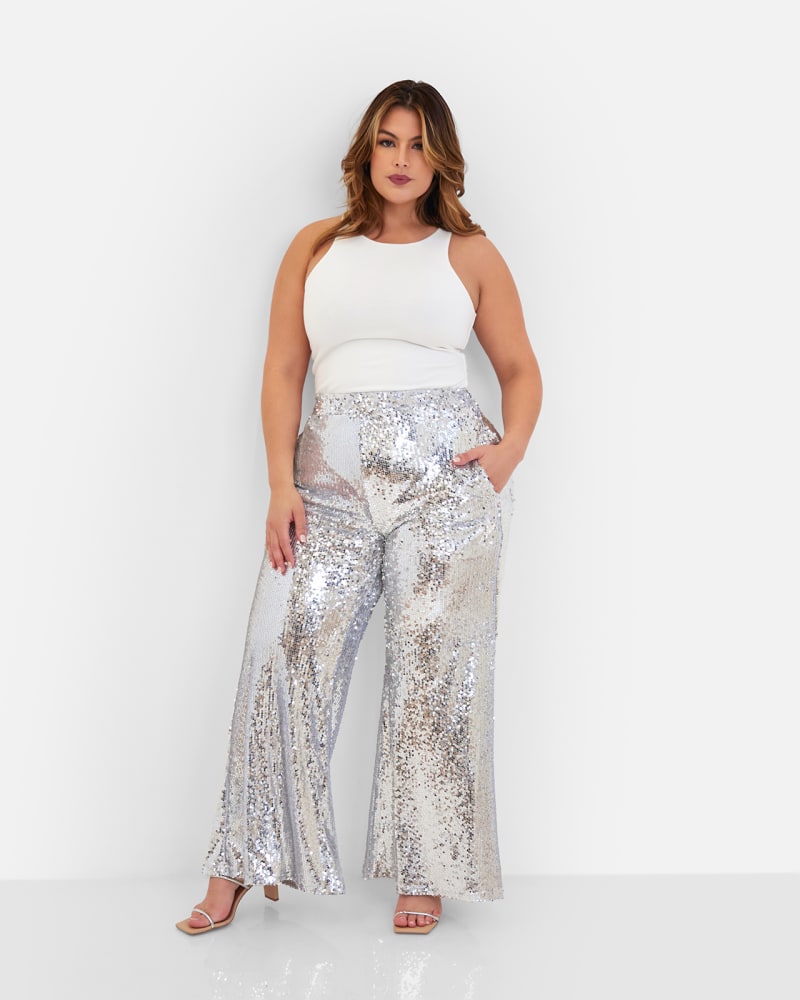 Sequin wide leg pants plus outlet size
